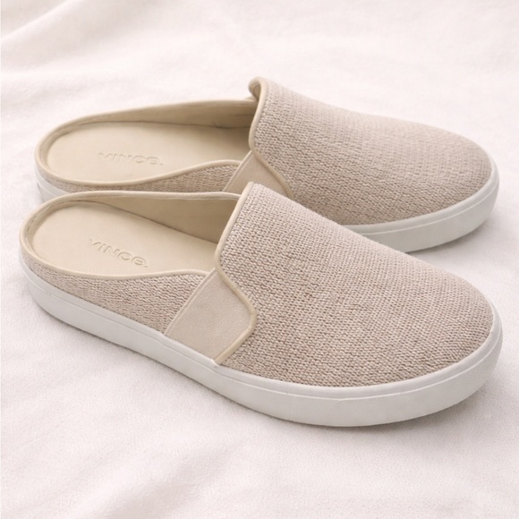 Vince Shoes - Vince Blair Cream Knit Slip-On Sneakers Mules Minimalist Casual Chic us 7